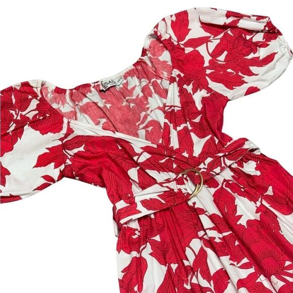 NWOT women’s LUSANA LEETA BELTED Rosa Reed & white floral midi DRESS xs small - Picture 6 of 10